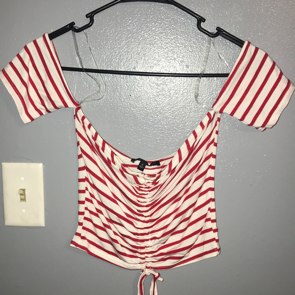 Kendall and Kylie red and white stripe crop top